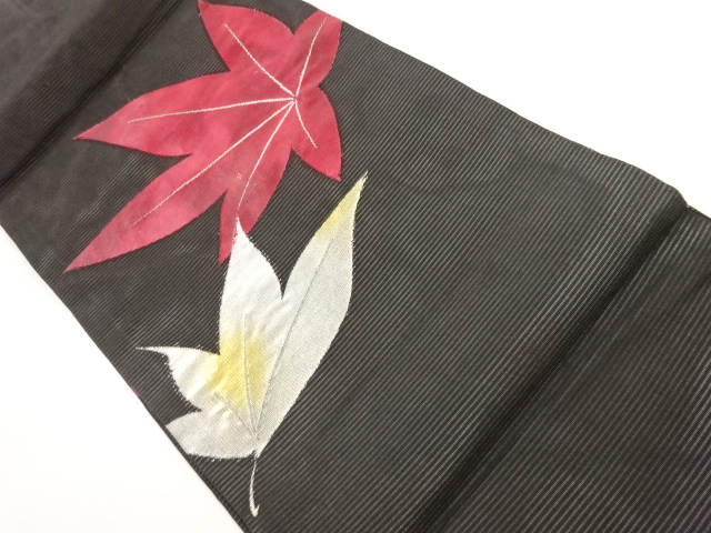 アンティーク　絽　楓模様織出し名古屋帯（着用可）